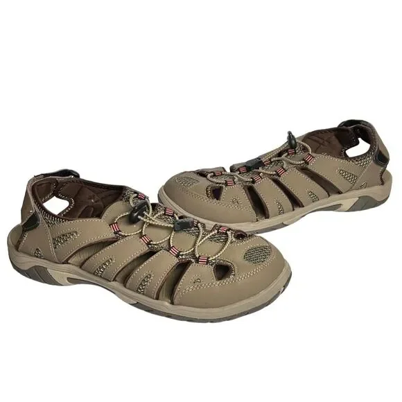 Eddie Bauer Fisherman Sandals Womens 10 Brown Leather Blakely Adjustable Hiking - Picture 1 of 15
